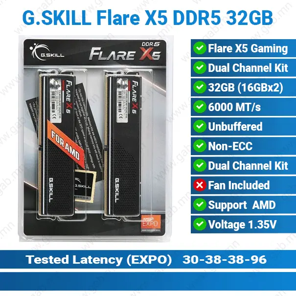DDR5 32GB (2x16GB) 6000MT/s Flare X5 G.SKILL AMD | PC RAM