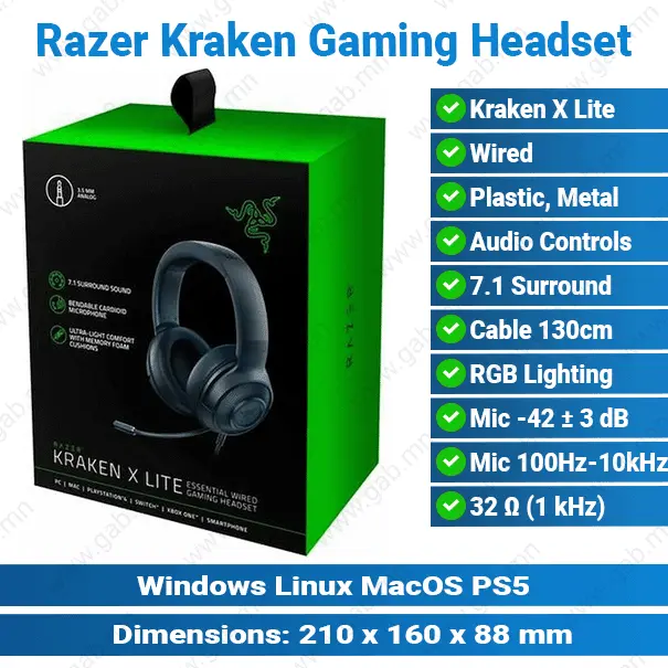 Razer Kraken X Lite Essential Wired Gaming Headset MSH