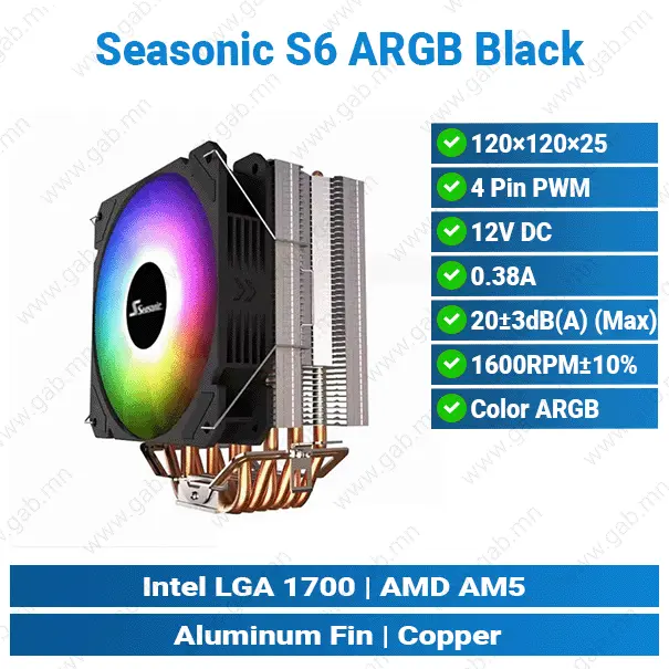 Seasonic S6 ARGB Black 2/1 | Air Cooler