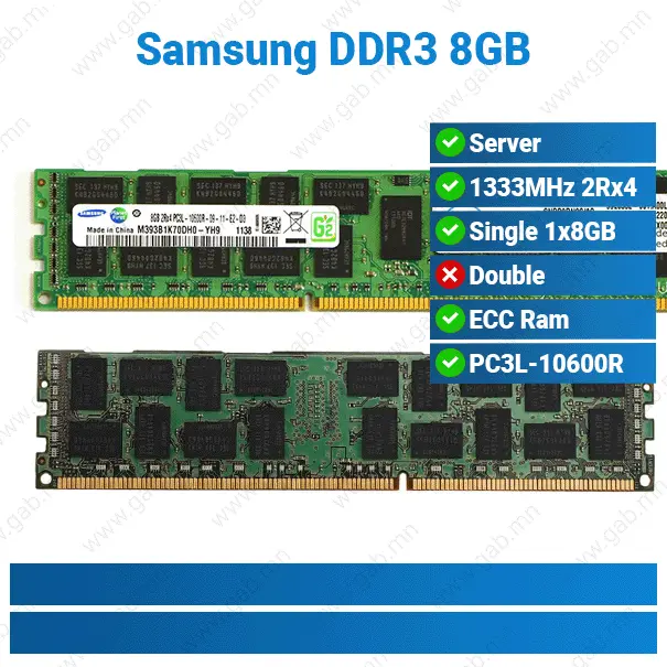 DDR3 8GB 1333MHz 2Rx4 PC3L-10600R | ECC RAM
