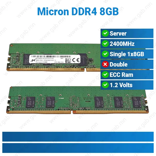 DDR4 8GB 1RX8 PC4-2400T-RD1-1 Micron | ECC RAM