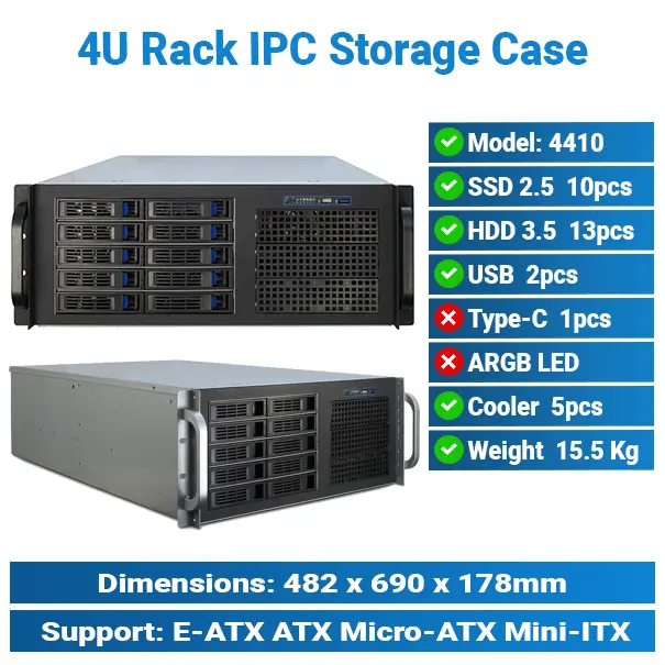 10 x 3.5" Drive Bays Storage 4U Rack | IPC Case