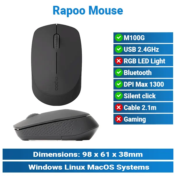 Rapoo M100G Silent Bluetooth Mouse KMP