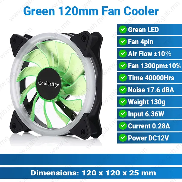 Green 120mm Fan Cooler