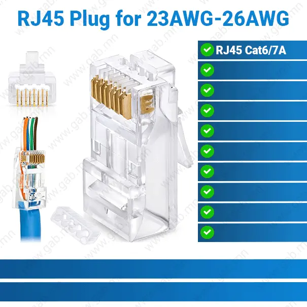 RJ45 Cat7 1ш Plug for 23AWG-26AWG Network