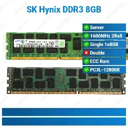 [#15'0008] DDR3 8GB 1600MHz 2Rx8 PC3L-12800R | ECC RAM