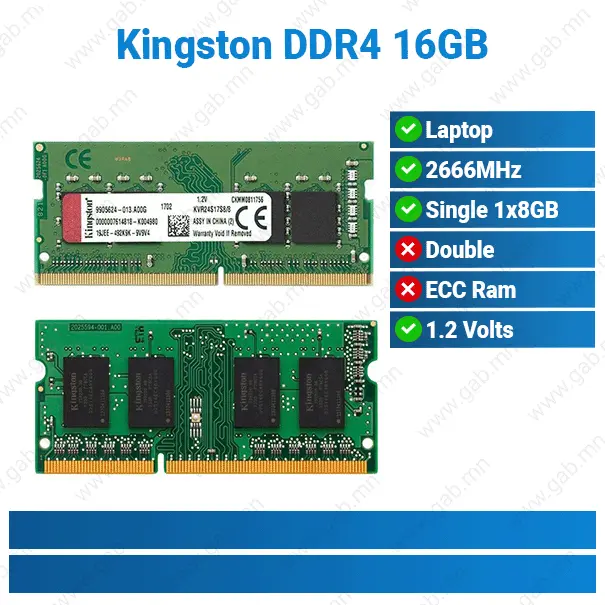 [#15'0016] DDR4 16GB 2666MHz Kingston | Laptop RAM