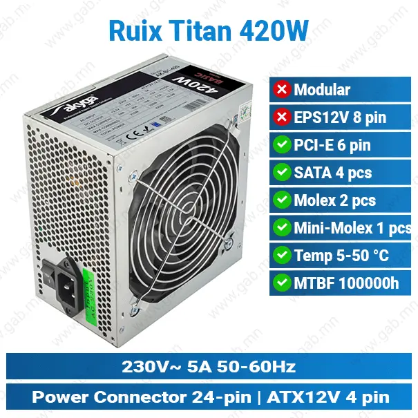 [#17'0002] Ruix Titan 420W | Power Supply