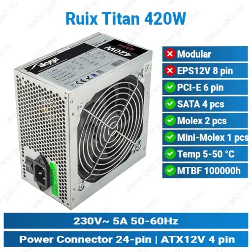 [#17'0002] Ruix Titan 420W | Power Supply