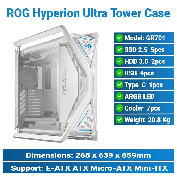 [#19'0020] Asus ROG Hyperion GR701 Ultra Tower White | PC Case