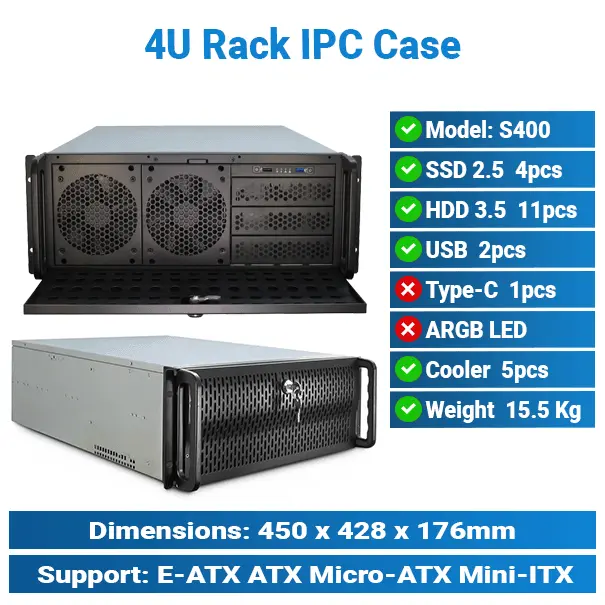 [#19'0021] S400 450*428*176mm 4U Rack | IPC Case