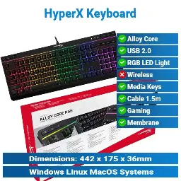 [#20'0007] HyperX Alloy Core RGB Membrane Gaming Keyboard KMP