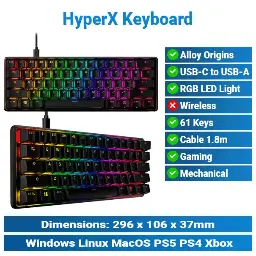 [#20'0008] HyperX Alloy Origins 60 Gaming Keyboard KMP