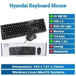 [#20'0017] Hyundai HY-MK100 Black Keyboard Mouse KMP