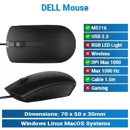 [#20'0023] Dell MS116 Mouse KMP