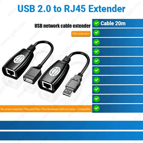 [#36'0012] USB 2.0 to RJ45 Signal Enhancer Extension Cable 50m Extender Network