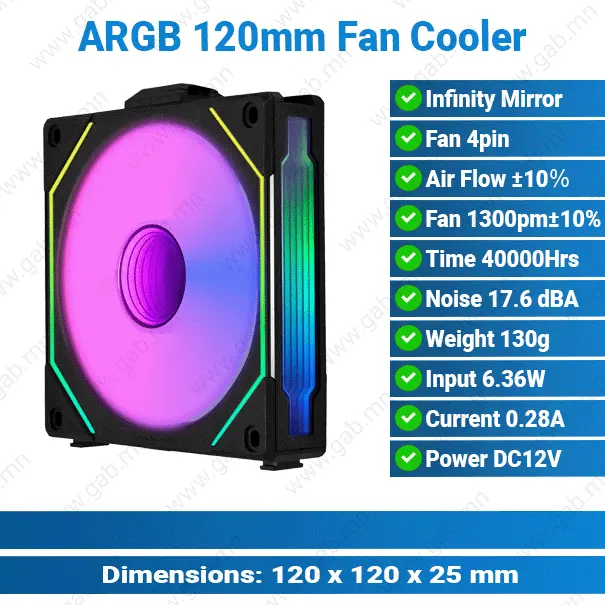 [#50'0008] ARGB 120mm SL-B Black Infinity Fan Cooler