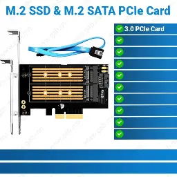 [#50'0031] Adapter M.2 NVMe SSD & M.2 SATA Expansion 3.0 PCIe Card