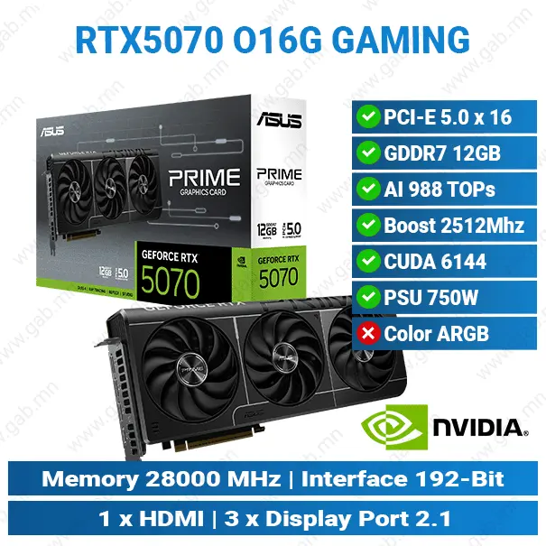 [#13'0016] RTX5070 12G PRIME | ASUS Graphics Card