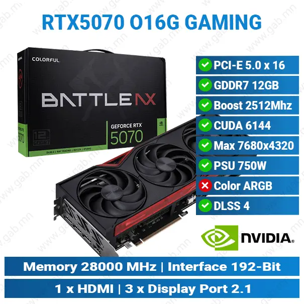 [#13'0017] RTX5070 Battle AX 12GB-V | COLORFUL Graphics Card