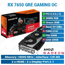 [#13'0018] RADEON RX 7650 GRE GAMING OC 8G | GIGABYTE Graphics Card