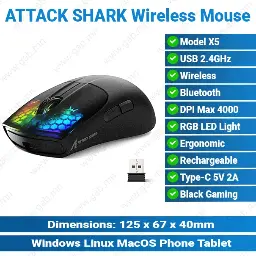 [#20'0035] ATTACK SHARK X5 Wireless Gaming Mouse KMP