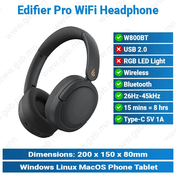 [#21'0007] Edifier W800BT Pro Wireless Over-Ear Headset MSH