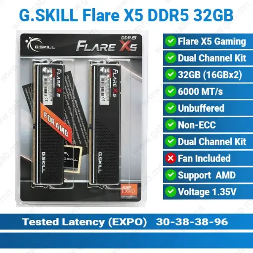 [#15'0046] DDR5 32GB (2x16GB) 6000MT/s Flare X5 G.SKILL AMD | PC RAM
